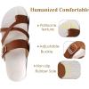 imageKuaiLu Womens Orthopedic Sandals With Comfortable Arch Support Cushion Yoga Mat Slides Fashion Summer Beach Flat Sandles Adjustable Open Toe Travel Outdoor Plantar Fasciitis Flip Flops US Size 511Tan White