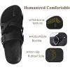 imageKuaiLu Womens Orthopedic Sandals With Comfortable Arch Support Cushion Yoga Mat Slides Fashion Summer Beach Flat Sandles Adjustable Open Toe Travel Outdoor Plantar Fasciitis Flip Flops US Size 511Black