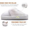 imageKuaiLu Womens House Platform Slippers Warm Faux Suede Fuzzy Thick Cushioned Yoga Foam Shoes Ladies Slipper Home Lightweight Slip on Indoor Outdoor NonSlip Hard SoleWhite