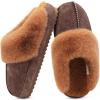 imageKuaiLu Womens House Platform Slippers Warm Faux Suede Fuzzy Thick Cushioned Yoga Foam Shoes Ladies Slipper Home Lightweight Slip on Indoor Outdoor NonSlip Hard SoleBrown