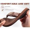 imageKuaiLu Womens Flip Flops With Arch Support Comfortable Yoga Mat Cushion Thong Leather Sandals for Ladies Fashion Slip On Summer Beach Walking Slides Indoor Outdoor Travel Orthotic SlippersBrown