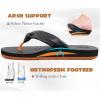 imageKuaiLu Womens Flip Flops With Arch Support Comfortable Yoga Mat Cushion Thong Leather Sandals for Ladies Fashion Slip On Summer Beach Walking Slides Indoor Outdoor Travel Orthotic SlippersBlack Khaki