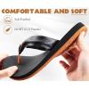 imageKuaiLu Womens Flip Flops With Arch Support Comfortable Yoga Mat Cushion Thong Leather Sandals for Ladies Fashion Slip On Summer Beach Walking Slides Indoor Outdoor Travel Orthotic SlippersBlack Khaki