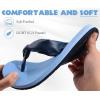imageKuaiLu Womens Flip Flops With Arch Support Comfortable Yoga Mat Cushion Thong Leather Sandals for Ladies Fashion Slip On Summer Beach Walking Slides Indoor Outdoor Travel Orthotic SlippersBlue