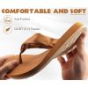 imageKuaiLu Womens Flip Flops With Arch Support Comfortable Yoga Mat Cushion Thong Leather Sandals for Ladies Fashion Slip On Summer Beach Walking Slides Indoor Outdoor Travel Orthotic SlippersKhaki