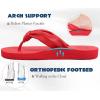 imageKuaiLu Womens Flip Flops With Arch Support Comfortable Yoga Mat Cushion Thong Leather Sandals for Ladies Fashion Slip On Summer Beach Walking Slides Indoor Outdoor Travel Orthotic SlippersRed