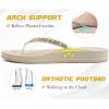 imageKuaiLu Womens Rhinestone Flip Flops with Comfort Arch Support Yoga Mat Cushion Sandals Fashion Summer Beach Travel Orthotic Walking Thong Sandles Slip on Plantar Fasciitis Indoor Outdoor ShoesBeige White