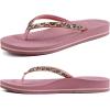 imageKuaiLu Womens Rhinestone Flip Flops with Comfort Arch Support Yoga Mat Cushion Sandals Fashion Summer Beach Travel Orthotic Walking Thong Sandles Slip on Plantar Fasciitis Indoor Outdoor ShoesPink