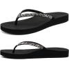imageKuaiLu Womens Rhinestone Flip Flops with Comfort Arch Support Yoga Mat Cushion Sandals Fashion Summer Beach Travel Orthotic Walking Thong Sandles Slip on Plantar Fasciitis Indoor Outdoor ShoesBlack