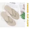 imageKuaiLu Womens Rhinestone Flip Flops with Comfort Arch Support Yoga Mat Cushion Sandals Fashion Summer Beach Travel Orthotic Walking Thong Sandles Slip on Plantar Fasciitis Indoor Outdoor ShoesBeige White