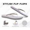 imageKuaiLu Womens Rhinestone Flip Flops with Comfort Arch Support Yoga Mat Cushion Sandals Fashion Summer Beach Travel Orthotic Walking Thong Sandles Slip on Plantar Fasciitis Indoor Outdoor ShoesSilver White