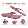 imageKuaiLu Womens Rhinestone Flip Flops with Comfort Arch Support Yoga Mat Cushion Sandals Fashion Summer Beach Travel Orthotic Walking Thong Sandles Slip on Plantar Fasciitis Indoor Outdoor ShoesPink