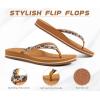 imageKuaiLu Womens Rhinestone Flip Flops with Comfort Arch Support Yoga Mat Cushion Sandals Fashion Summer Beach Travel Orthotic Walking Thong Sandles Slip on Plantar Fasciitis Indoor Outdoor ShoesKhaki