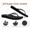 imageKuaiLu Womens Rhinestone Flip Flops with Comfort Arch Support Yoga Mat Cushion Sandals Fashion Summer Beach Travel Orthotic Walking Thong Sandles Slip on Plantar Fasciitis Indoor Outdoor ShoesBlack