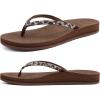 imageKuaiLu Womens Rhinestone Flip Flops with Comfort Arch Support Yoga Mat Cushion Sandals Fashion Summer Beach Travel Orthotic Walking Thong Sandles Slip on Plantar Fasciitis Indoor Outdoor ShoesBrown