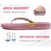 imageKuaiLu Womens Rhinestone Flip Flops with Comfort Arch Support Yoga Mat Cushion Sandals Fashion Summer Beach Travel Orthotic Walking Thong Sandles Slip on Plantar Fasciitis Indoor Outdoor ShoesPink