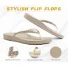 imageKuaiLu Womens Rhinestone Flip Flops with Comfort Arch Support Yoga Mat Cushion Sandals Fashion Summer Beach Travel Orthotic Walking Thong Sandles Slip on Plantar Fasciitis Indoor Outdoor ShoesBeige White