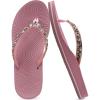 imageKuaiLu Womens Rhinestone Flip Flops with Comfort Arch Support Yoga Mat Cushion Sandals Fashion Summer Beach Travel Orthotic Walking Thong Sandles Slip on Plantar Fasciitis Indoor Outdoor ShoesPink