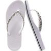 imageKuaiLu Womens Rhinestone Flip Flops with Comfort Arch Support Yoga Mat Cushion Sandals Fashion Summer Beach Travel Orthotic Walking Thong Sandles Slip on Plantar Fasciitis Indoor Outdoor ShoesSilver White