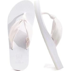 imageKuaiLu Womens Flip Flops With Arch Support Comfortable Yoga Mat Cushion Thong Leather Sandals for Ladies Fashion Slip On Summer Beach Walking Slides Indoor Outdoor Travel Orthotic SlippersWhite