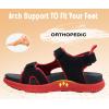 imageKuaiLu Mens Hiking Sandals With Arch Support Sport Recovery Athletic Walking Sandals For Man Outdoor Summer Casual Thick Cushion Beach Water Fisherman Sandal Size 715Red Black