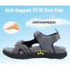 imageKuaiLu Mens Hiking Sandals With Arch Support Sport Recovery Athletic Walking Sandals For Man Outdoor Summer Casual Thick Cushion Beach Water Fisherman Sandal Size 715Grey