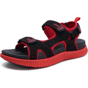 imageKuaiLu Mens Hiking Sandals With Arch Support Sport Recovery Athletic Walking Sandals For Man Outdoor Summer Casual Thick Cushion Beach Water Fisherman Sandal Size 715Red Black
