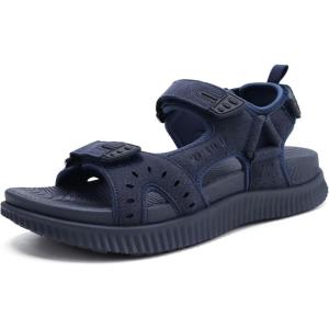 imageKuaiLu Mens Hiking Sandals With Arch Support Sport Recovery Athletic Walking Sandals For Man Outdoor Summer Casual Thick Cushion Beach Water Fisherman Sandal Size 715Dark Blue
