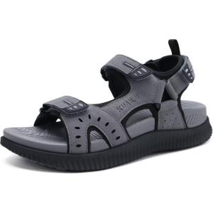 imageKuaiLu Mens Hiking Sandals With Arch Support Sport Recovery Athletic Walking Sandals For Man Outdoor Summer Casual Thick Cushion Beach Water Fisherman Sandal Size 715Grey
