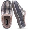 imageKuaiLu Mens Clog Slippers with Comfy Arch Support Orthotic Plantar Fasciitis Memory Foam Slippers for Men Winter Fluff Faux Fur Slip on Felt Houes Shoes Hard Rubber Sole Grey Plaid Size 10