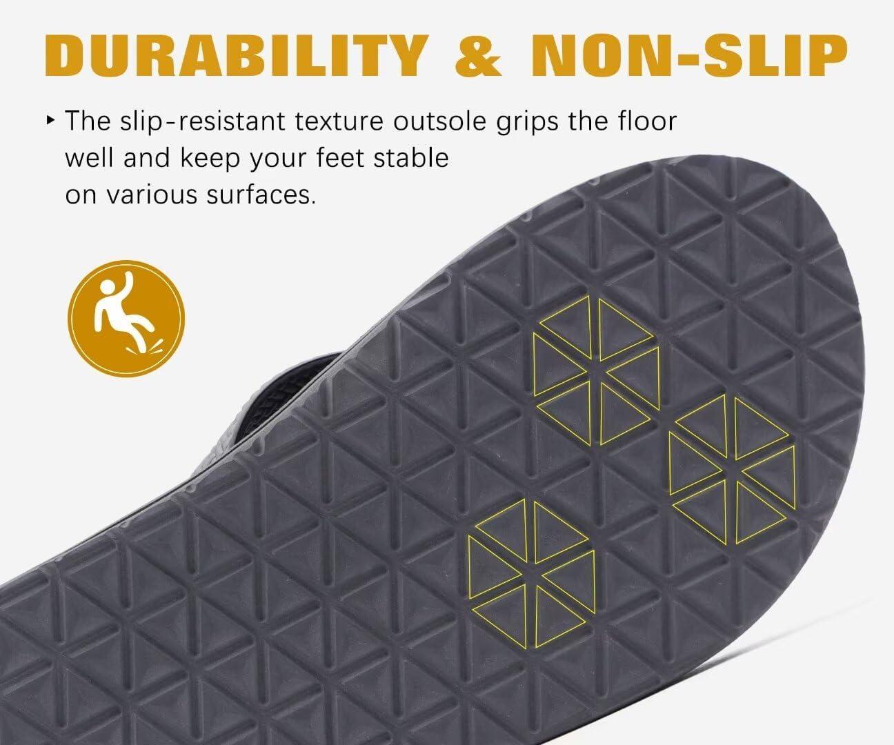 imageKuaiLu Mens Leather Flip Flops Arch Support Summer Beach Pool Water Thong Sandals Waterproof Rubber Walking Shoes Slip on Orthotic Casual Sport Cushioned Wide Slides Shower Slippers Grey Size 7