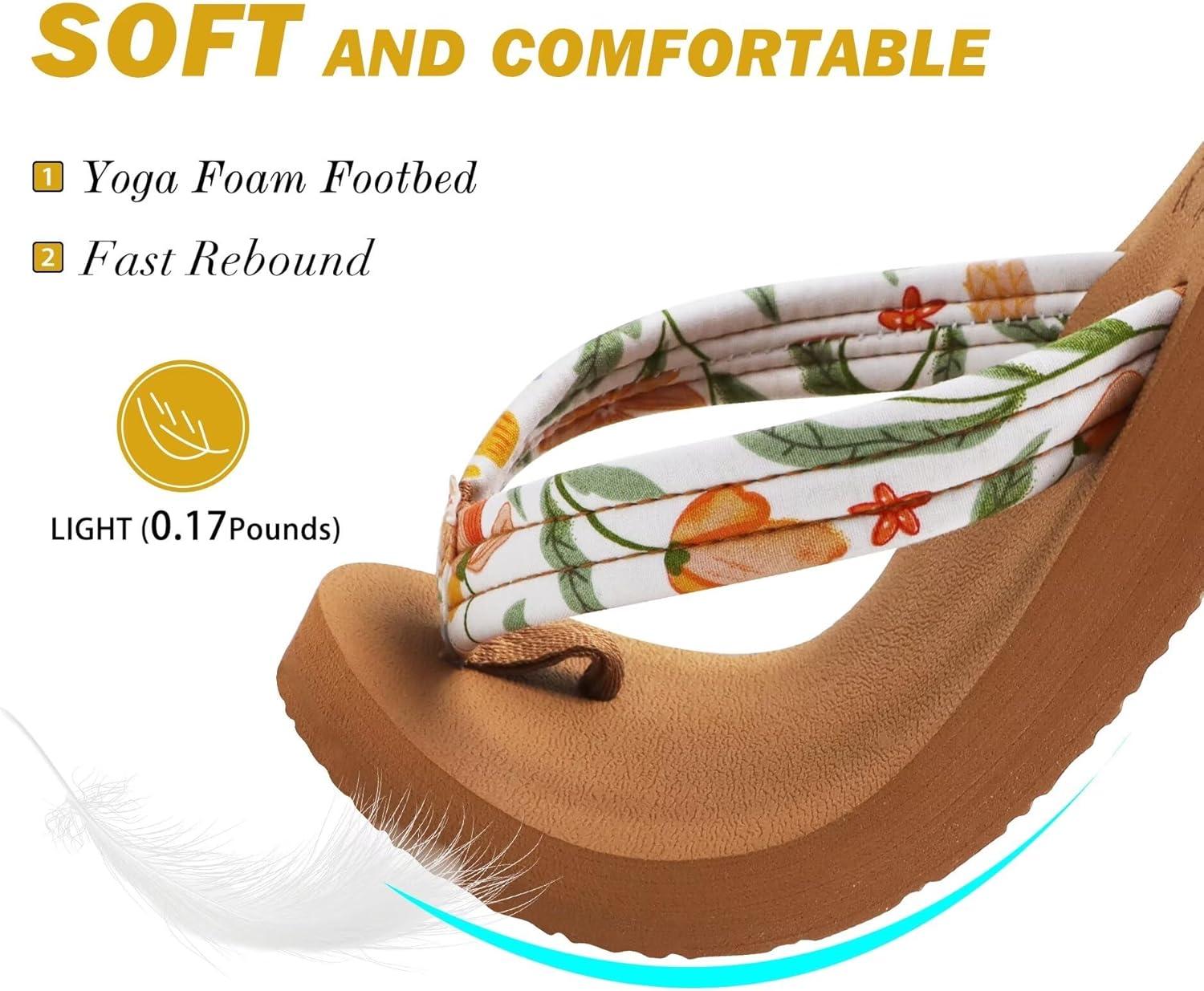 imageKuaiLu Womens Arch Support Flip Flops Ladies Comfort Lightweight Soft Yoga Mat Cushion Walking Thong SandalsBeige Khaki