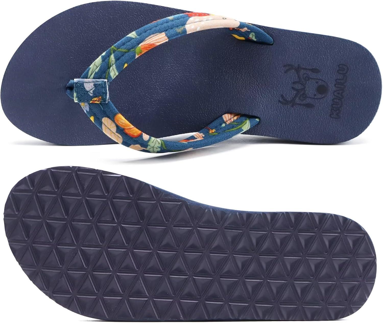 imageKuaiLu Womens Arch Support Flip Flops Ladies Comfort Lightweight Soft Yoga Mat Cushion Walking Thong SandalsNavy Blue