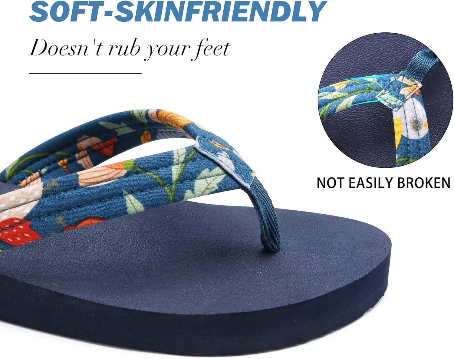 imageKuaiLu Womens Arch Support Flip Flops Ladies Comfort Lightweight Soft Yoga Mat Cushion Walking Thong SandalsNavy Blue