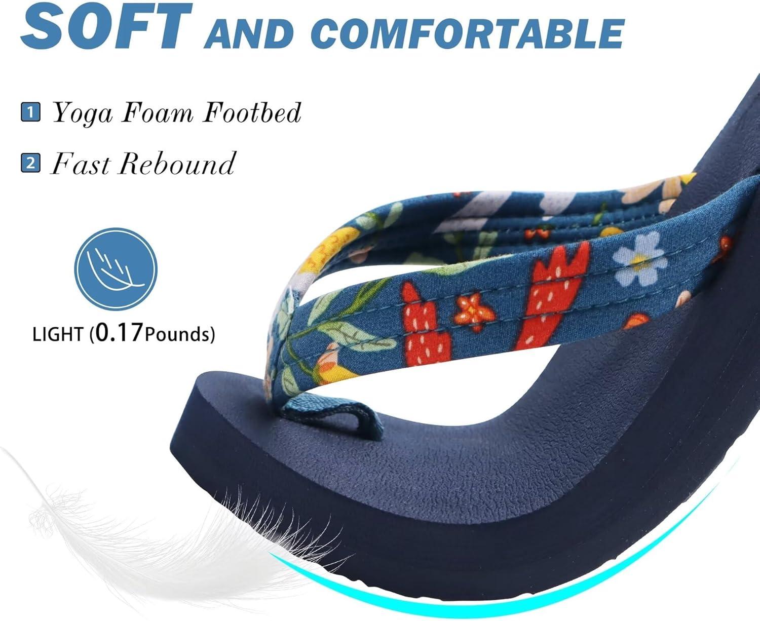 imageKuaiLu Womens Arch Support Flip Flops Ladies Comfort Lightweight Soft Yoga Mat Cushion Walking Thong SandalsNavy Blue