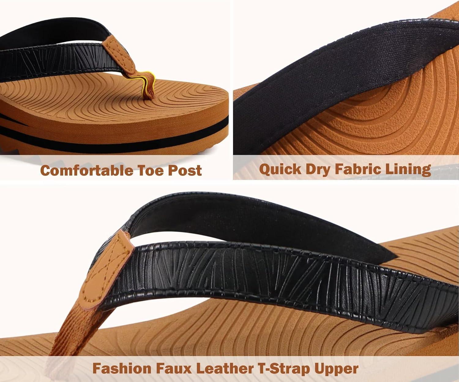 imageKuaiLu Womens Flip Flops Ladies Yoga Mat Platform Thong Sandals Dressy Womans Lightweight Summer Slip On Beach Flip Flop Sandles Soft Cushion Footbed Arch SupportBlack Khaki