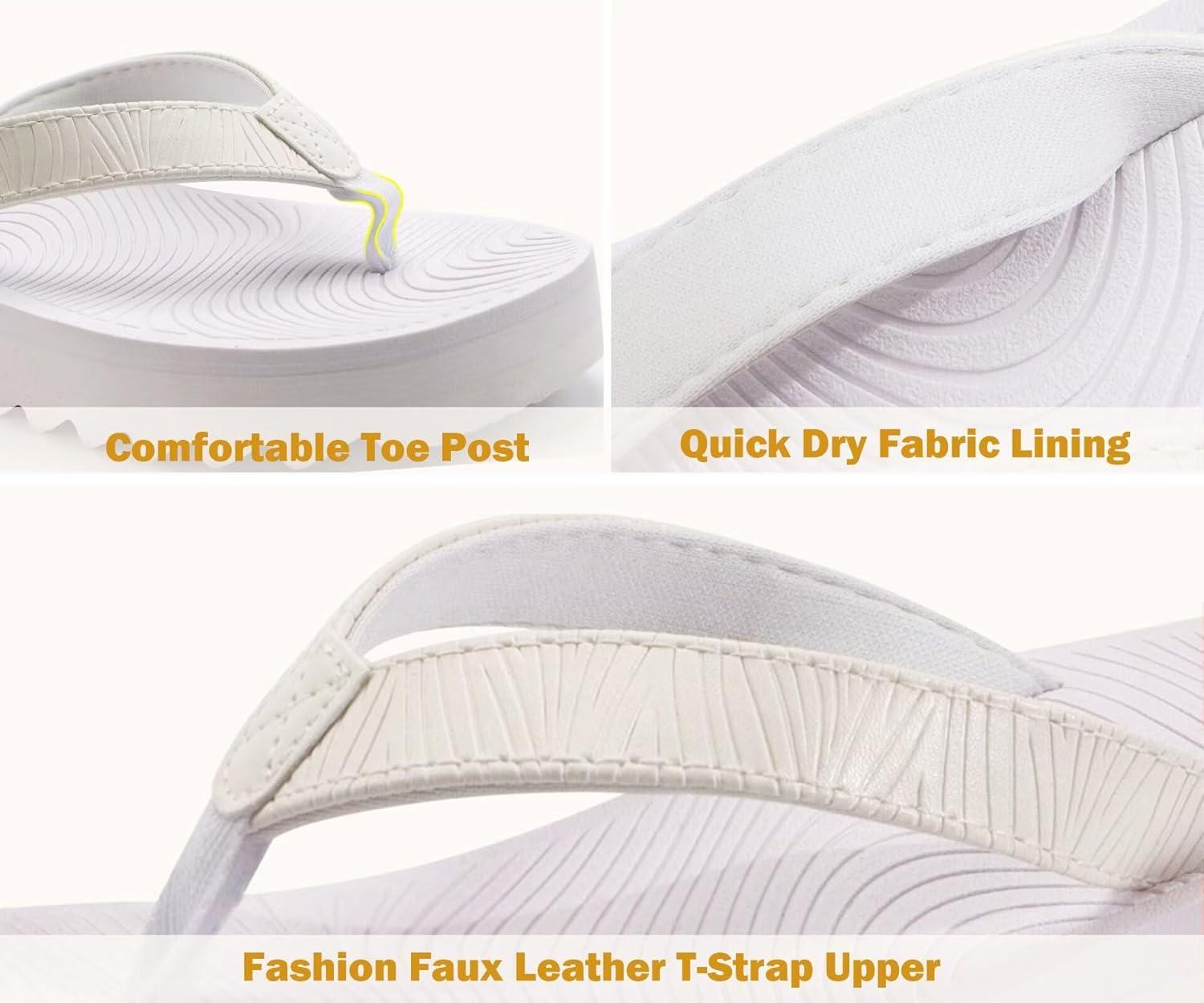 imageKuaiLu Womens Flip Flops Ladies Yoga Mat Platform Thong Sandals Dressy Womans Lightweight Summer Slip On Beach Flip Flop Sandles Soft Cushion Footbed Arch SupportAll White
