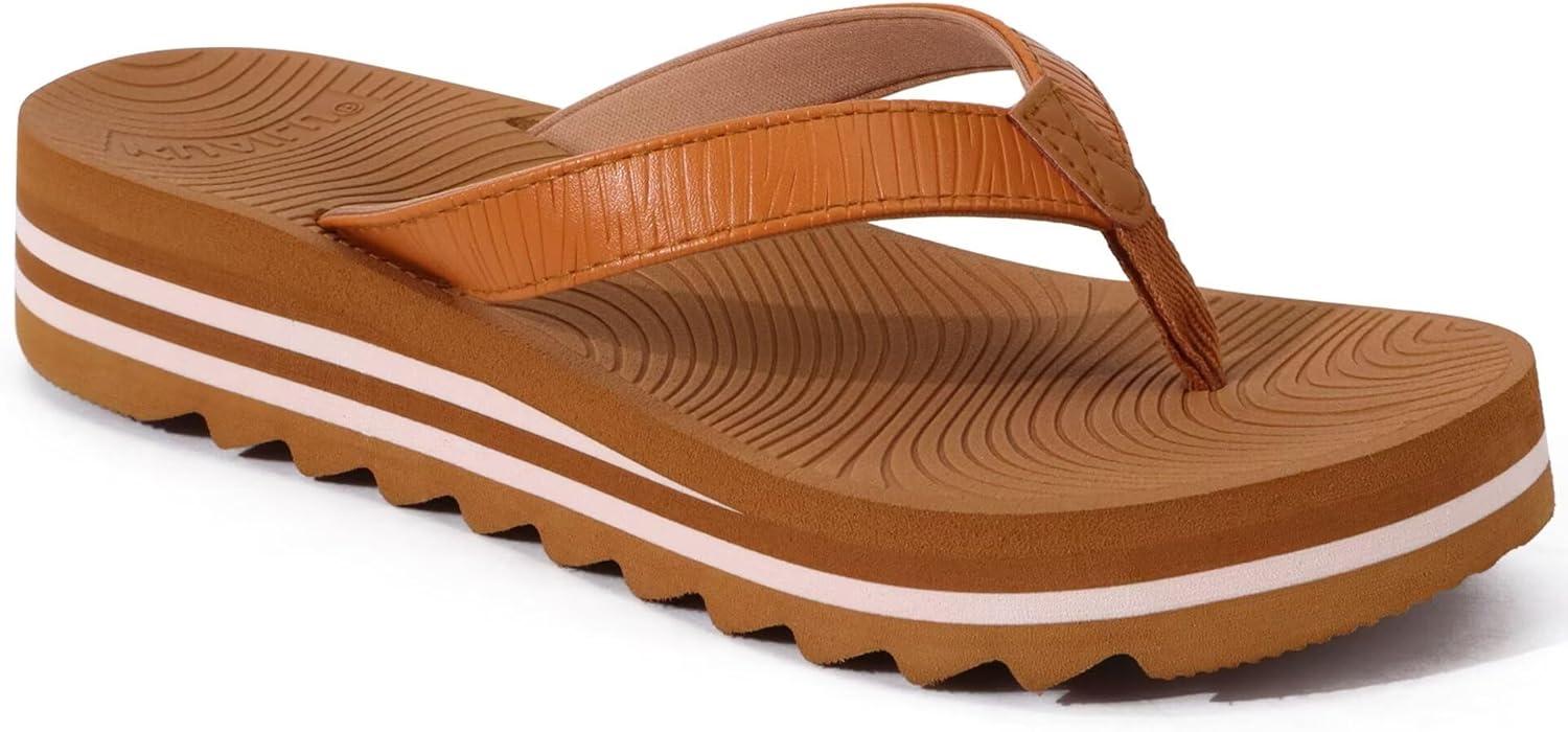 imageKuaiLu Womens Flip Flops Ladies Yoga Mat Platform Thong Sandals Dressy Womans Lightweight Summer Slip On Beach Flip Flop Sandles Soft Cushion Footbed Arch SupportKhaki