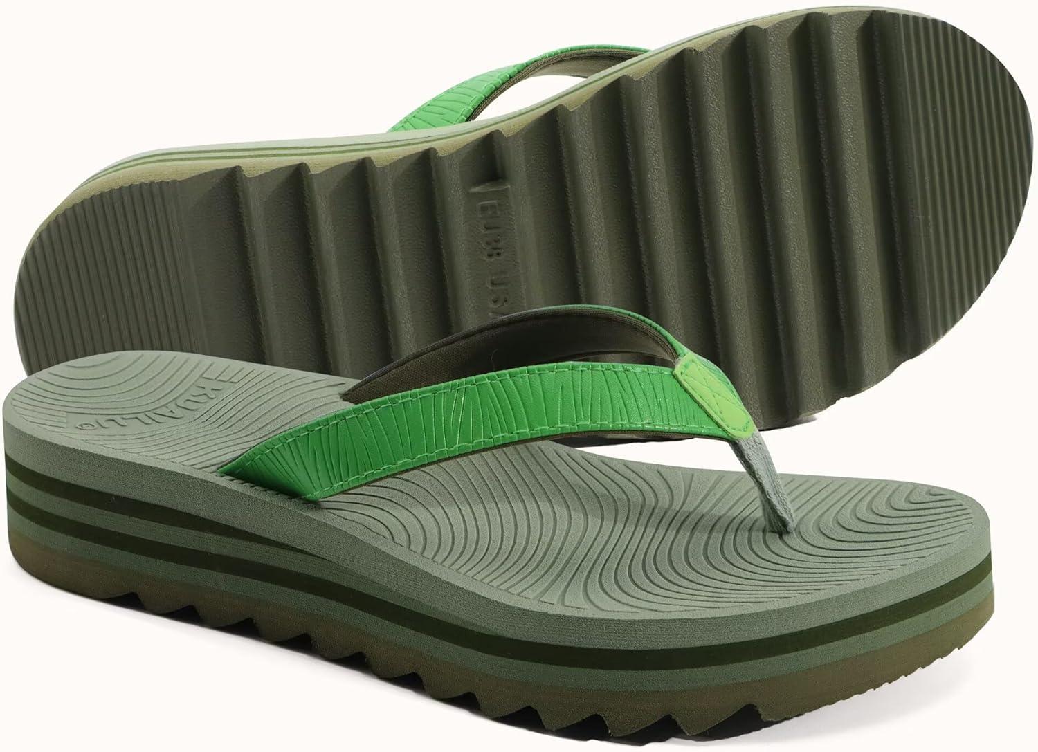 imageKuaiLu Womens Flip Flops Ladies Yoga Mat Platform Thong Sandals Dressy Womans Lightweight Summer Slip On Beach Flip Flop Sandles Soft Cushion Footbed Arch SupportGreen