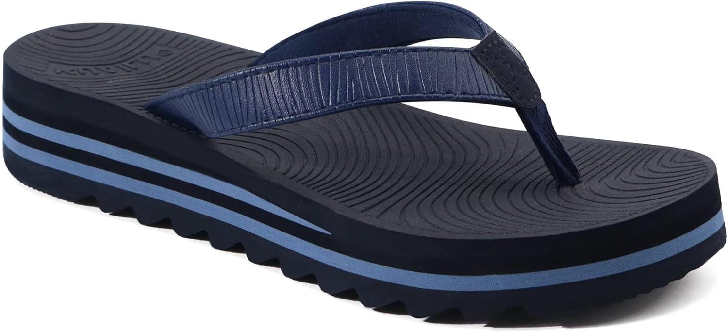 imageKuaiLu Womens Flip Flops Ladies Yoga Mat Platform Thong Sandals Dressy Womans Lightweight Summer Slip On Beach Flip Flop Sandles Soft Cushion Footbed Arch SupportDark Blue