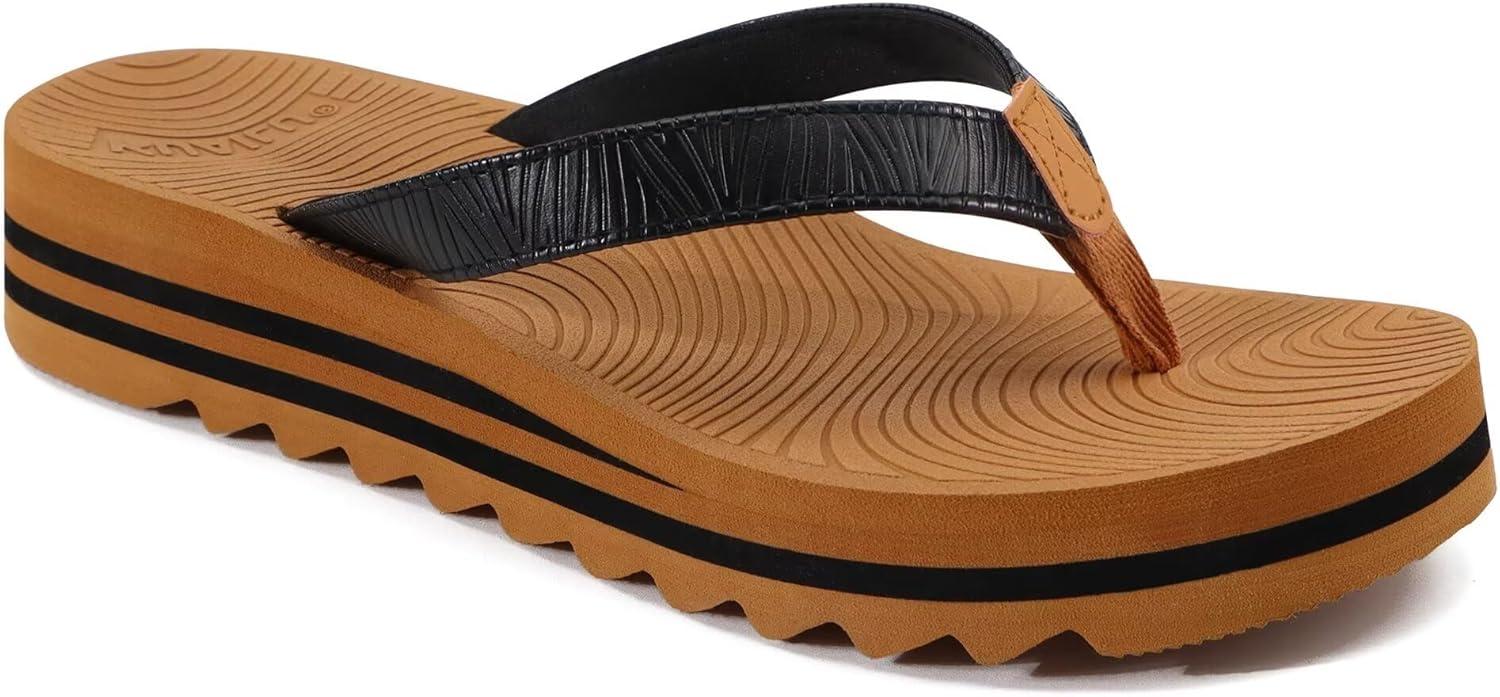 imageKuaiLu Womens Flip Flops Ladies Yoga Mat Platform Thong Sandals Dressy Womans Lightweight Summer Slip On Beach Flip Flop Sandles Soft Cushion Footbed Arch SupportBlack Khaki