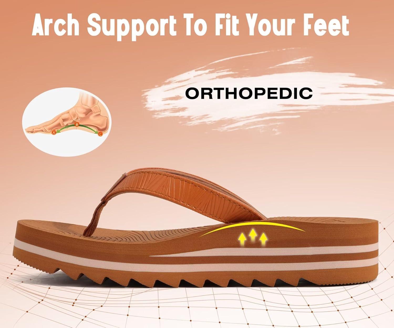 imageKuaiLu Womens Flip Flops Ladies Yoga Mat Platform Thong Sandals Dressy Womans Lightweight Summer Slip On Beach Flip Flop Sandles Soft Cushion Footbed Arch SupportKhaki