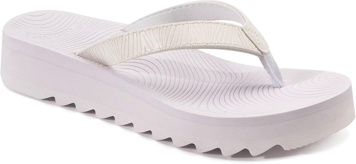 imageKuaiLu Womens Flip Flops Ladies Yoga Mat Platform Thong Sandals Dressy Womans Lightweight Summer Slip On Beach Flip Flop Sandles Soft Cushion Footbed Arch SupportAll White