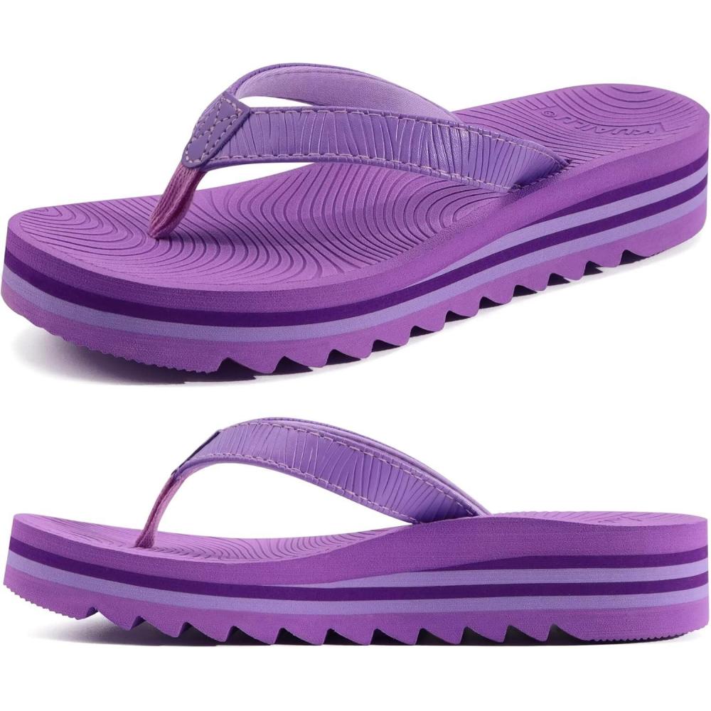imageKuaiLu Womens Flip Flops Ladies Yoga Mat Platform Thong Sandals Dressy Womans Lightweight Summer Slip On Beach Flip Flop Sandles Soft Cushion Footbed Arch SupportPurple