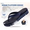 imageKuaiLu Womens Flip Flops Ladies Yoga Mat Platform Thong Sandals Dressy Womans Lightweight Summer Slip On Beach Flip Flop Sandles Soft Cushion Footbed Arch SupportDark Blue