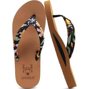 imageKuaiLu Womens Arch Support Flip Flops Ladies Comfort Lightweight Soft Yoga Mat Cushion Walking Thong SandalsBlack Khaki
