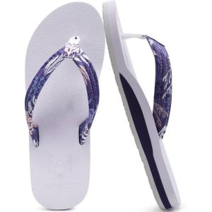 imageKuaiLu Womens Arch Support Flip Flops Ladies Comfort Lightweight Soft Yoga Mat Cushion Walking Thong SandalsPurple White