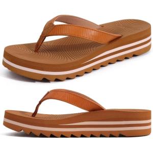 imageKuaiLu Womens Flip Flops Ladies Yoga Mat Platform Thong Sandals Dressy Womans Lightweight Summer Slip On Beach Flip Flop Sandles Soft Cushion Footbed Arch SupportKhaki