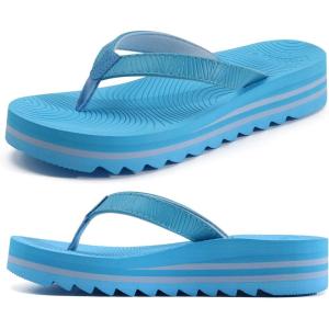 imageKuaiLu Womens Flip Flops Ladies Yoga Mat Platform Thong Sandals Dressy Womans Lightweight Summer Slip On Beach Flip Flop Sandles Soft Cushion Footbed Arch SupportSky Blue