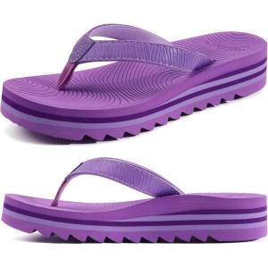 imageKuaiLu Womens Flip Flops Ladies Yoga Mat Platform Thong Sandals Dressy Womans Lightweight Summer Slip On Beach Flip Flop Sandles Soft Cushion Footbed Arch SupportPurple
